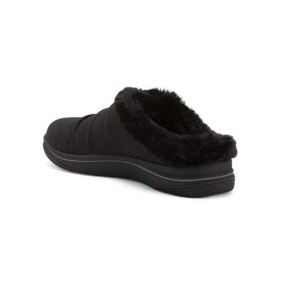 CLARKS Black Breeze Willow Cozy Comfort Slide On Flats - Picture 2 of 2